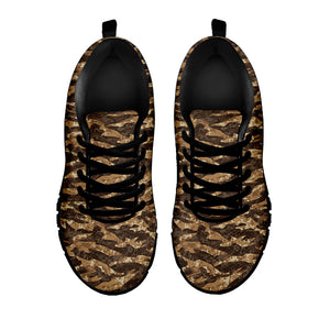 Desert Tiger Stripe Camouflage Print Black Running Shoes