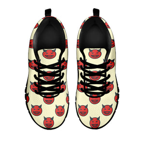 Devil Emoji Pattern Print Black Running Shoes