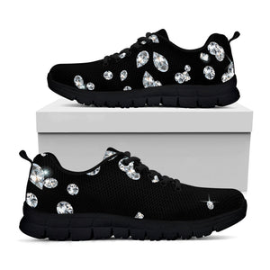 Diamond Gems Print Black Running Shoes