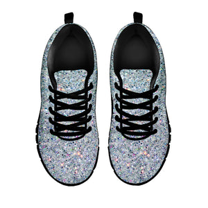Diamond (NOT Real) Glitter Print Black Running Shoes