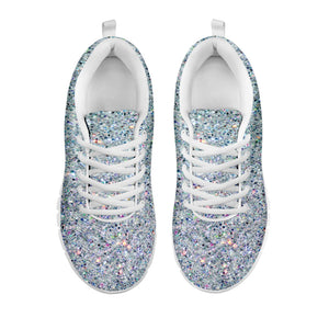 Diamond (NOT Real) Glitter Print White Running Shoes