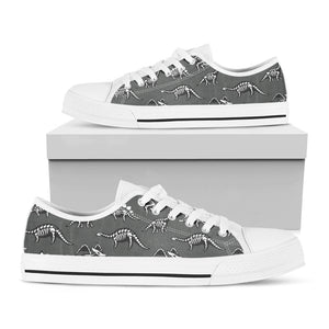 Dinosaur Fossil Pattern Print White Low Top Sneakers