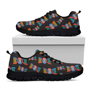 DNA Strands Pattern Print Black Running Shoes