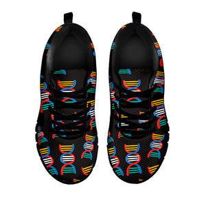 DNA Strands Pattern Print Black Running Shoes