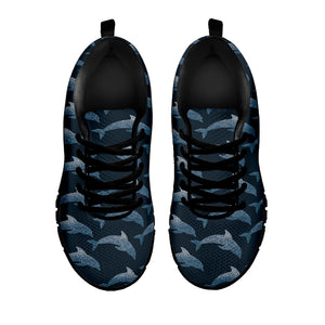 Dolphin Dot Pattern Print Black Running Shoes