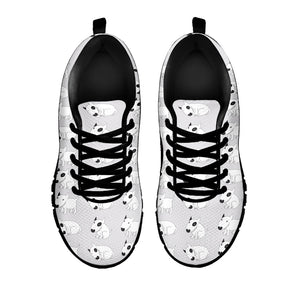 Doodle Bull Terrier Pattern Print Black Running Shoes
