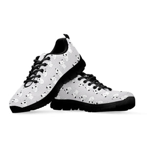 Doodle Bull Terrier Pattern Print Black Running Shoes
