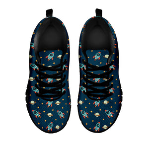 Doodle Rocket Pattern Print Black Running Shoes