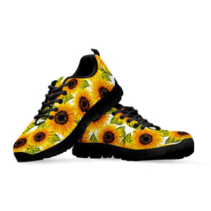 Doodle Sunflower Pattern Print Black Running Shoes
