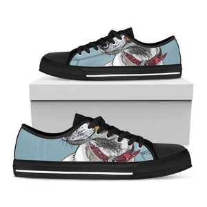 Drawing Jack Russell Terrier Print Black Low Top Sneakers