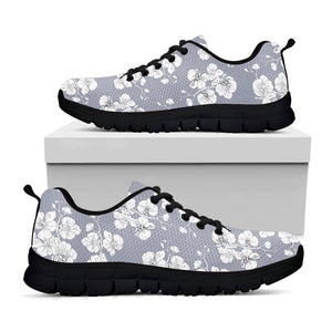 Drawing Orchid Pattern Print Black Running Shoes