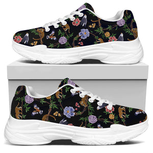 Eagle And Jaguar Pattern Print White Chunky Shoes