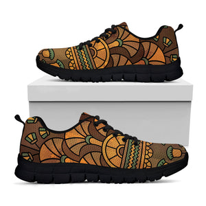 Egyptian Ethnic Pattern Print Black Running Shoes