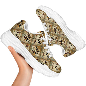 Egyptian Hieroglyphs Pattern Print White Chunky Shoes