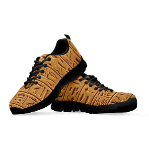 Egyptian Hieroglyphs Print Black Running Shoes