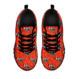 Elephant Skeleton X-Ray Pattern Print Black Running Shoes