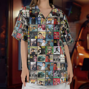 Elvis Presley Retro Music Album Art Mosaic Grid Colorful Hawaiian Shirt Retro Music Album Art Inspired Unisex Shirt