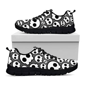 Emo Skull Pattern Print Black Running Shoes