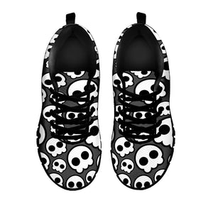 Emo Skull Pattern Print Black Running Shoes