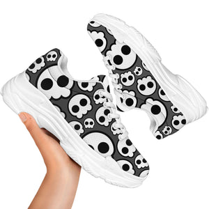 Emo Skull Pattern Print White Chunky Shoes