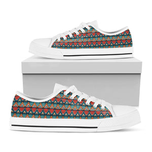 Ethnic African Inspired Pattern Print White Low Top Sneakers