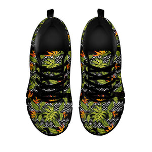 Ethnic Bird Of Paradise Pattern Print Black Running Shoes