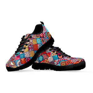 Ethnic Bohemian Mandala Pattern Print Black Running Shoes