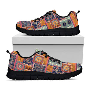 Ethnic Floral Patchwork Pattern Print Black Running Shoes