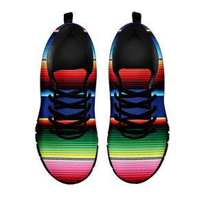 Ethnic Mexican Serape Pattern Print Black Running Shoes