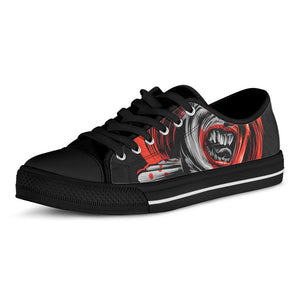 Evil Clown Print Black Low Top Sneakers