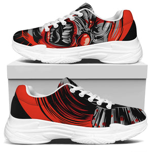 Evil Clown Print White Chunky Shoes