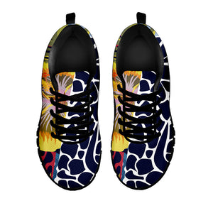 Exotic Patchwork Pattern Print Black Running Shoes