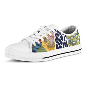 Exotic Patchwork Pattern Print White Low Top Sneakers