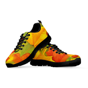 Fall Autumn Maple Leaves Print Black Running Shoes
