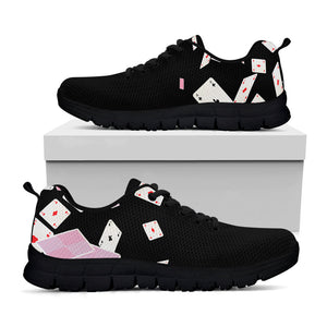 Falling Casino Card Print Black Running Shoes