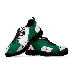 Falling Poker Cards Print Black Running Shoes