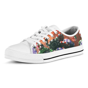Falling Poker Chips Print White Low Top Sneakers