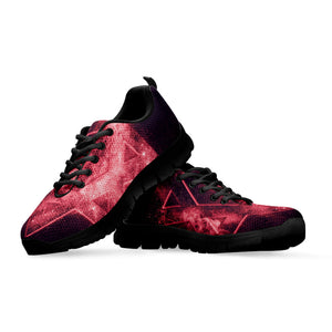 Fiery Star of David Print Black Running Shoes