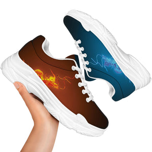 Fire And Ice Dragons Print White Chunky Shoes