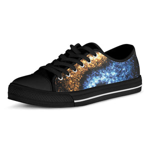 Fire And Ice Sparkle Yin Yang Print Black Low Top Sneakers