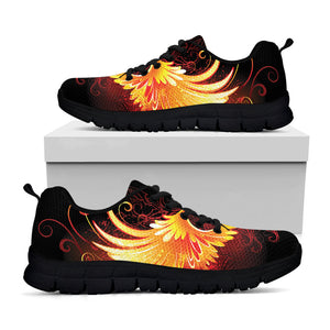 Fire Angel Wings Print Black Running Shoes