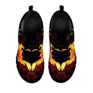Fire Angel Wings Print Black Running Shoes