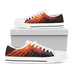 Fire Volcano Print White Low Top Sneakers