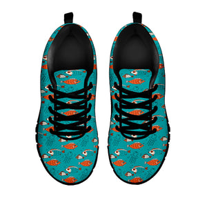 Fish And Jellyfish Pattern Print Black Running Shoes