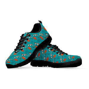 Fish And Jellyfish Pattern Print Black Running Shoes