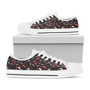 Fishing Theme Pattern Print White Low Top Sneakers