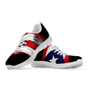 Flag Of Puerto Rico Print White Running Shoes