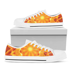 Flame Kaleidoscope Print White Low Top Sneakers