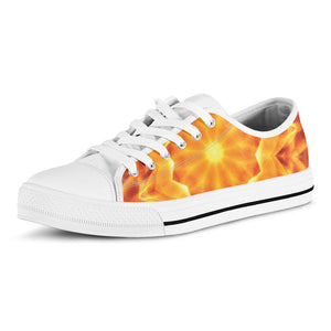 Flame Kaleidoscope Print White Low Top Sneakers