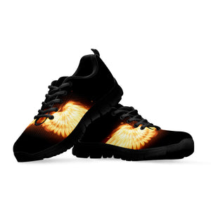 Flame Wings Print Black Running Shoes
